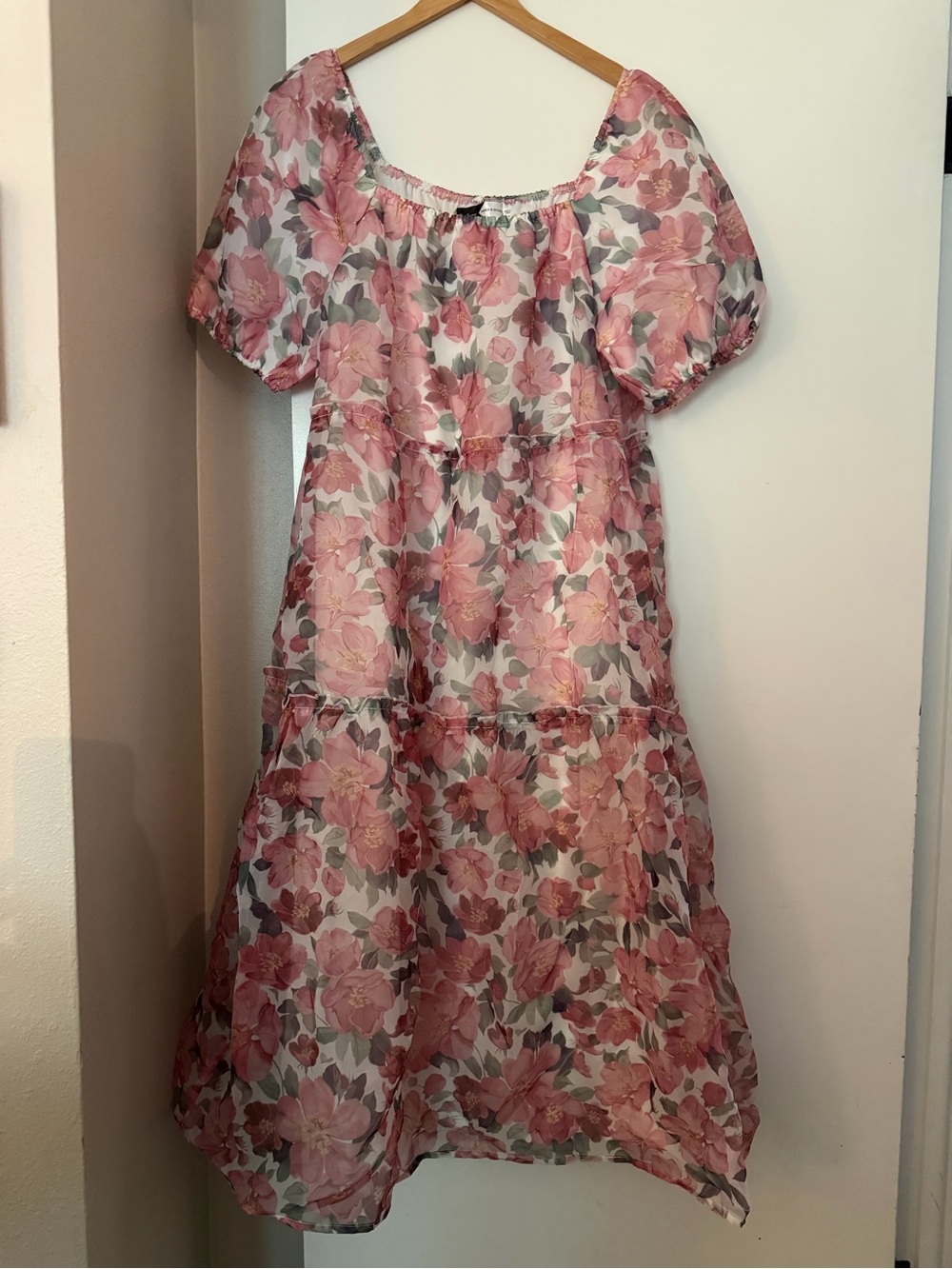 Pink Floral Tiered Dress